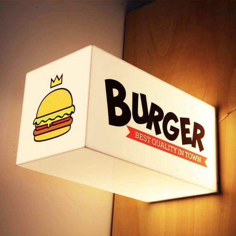 Burger Shop Cube Light Box Sign