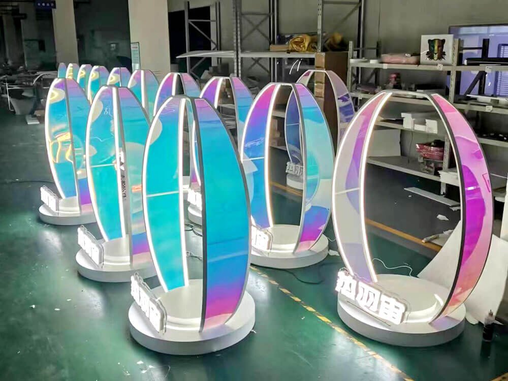 Iridescent LED Display Stands for Brand Events