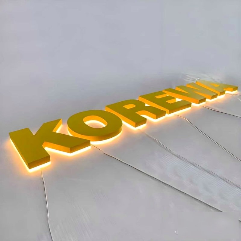 electroplated stainless steel illuminated storefront channel letters mirror gold metallic backlit channel letters