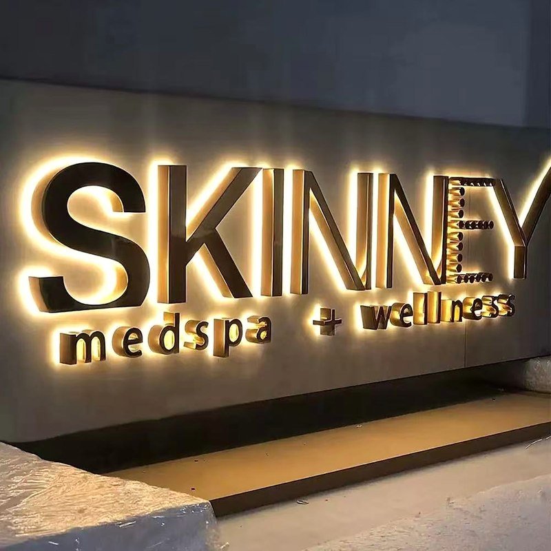 Mirror Gold Metallic Backlit Channel Letters