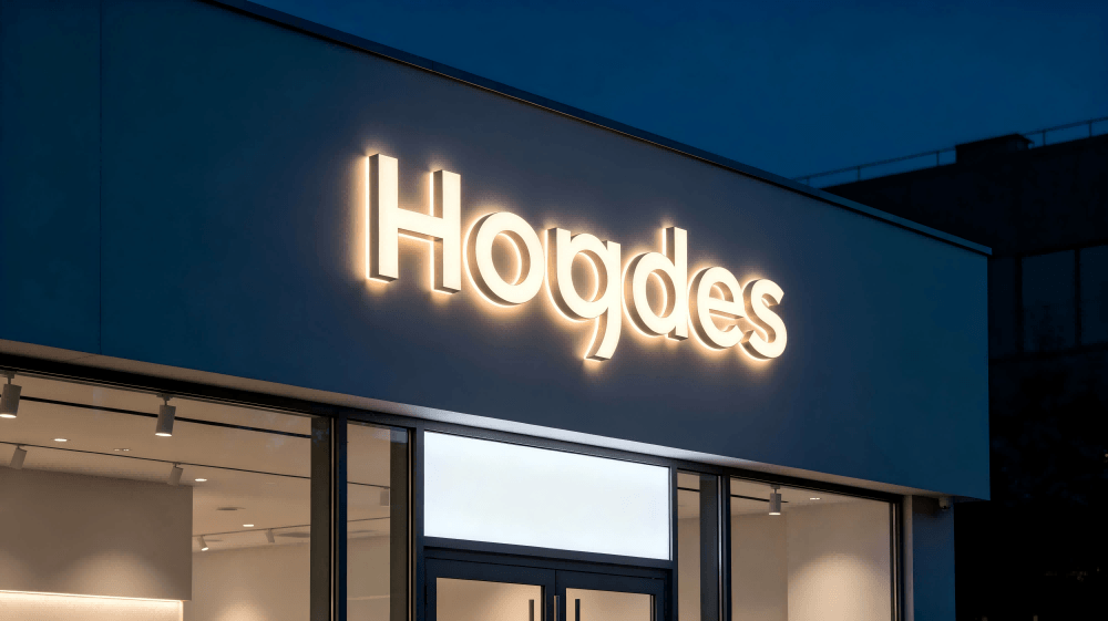 Backlit Halo LED Channel Letters Storefront Night View