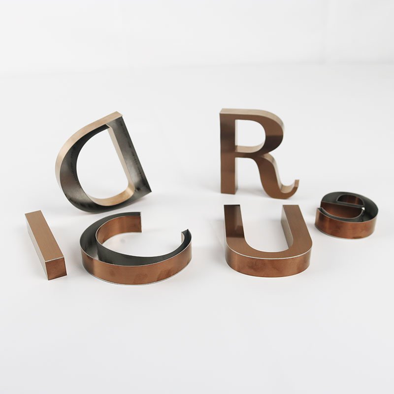Bronze Brushed Stainless Steel Hollow 3D Sign Letters icRue