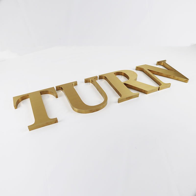 Brushed Gold Stainless Steel 3D Sign Letters TURN