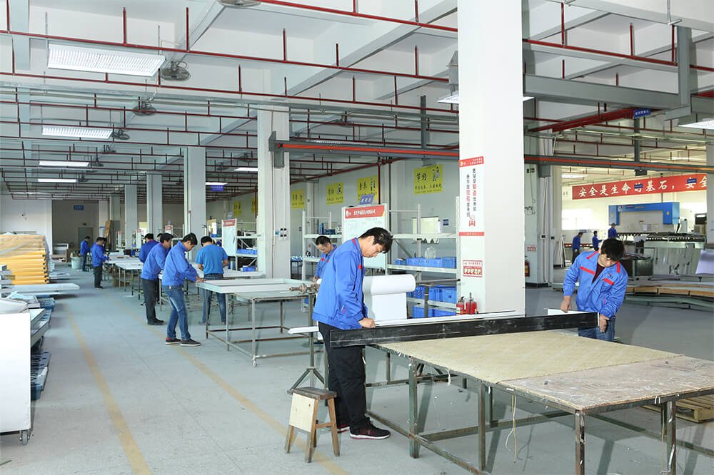 Manual assembly line for light box components
