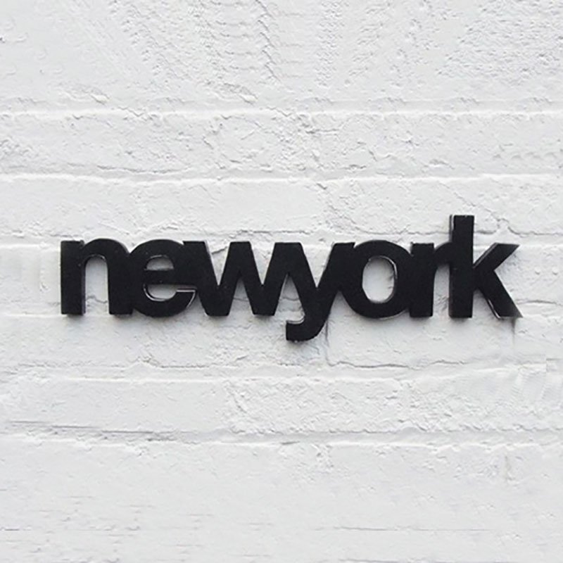 Matte Black Lowercase Acrylic 3D Wall Logo newyork