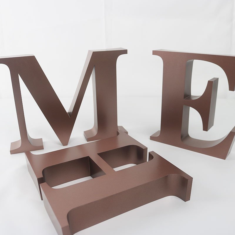 Matte Coffee Painted Aluminum Solid 3D Letters ME