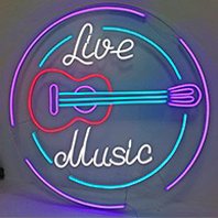 Round Multicolor Live Music Guitar LED Neon Sign for Bar & Music Studio Wall Decor