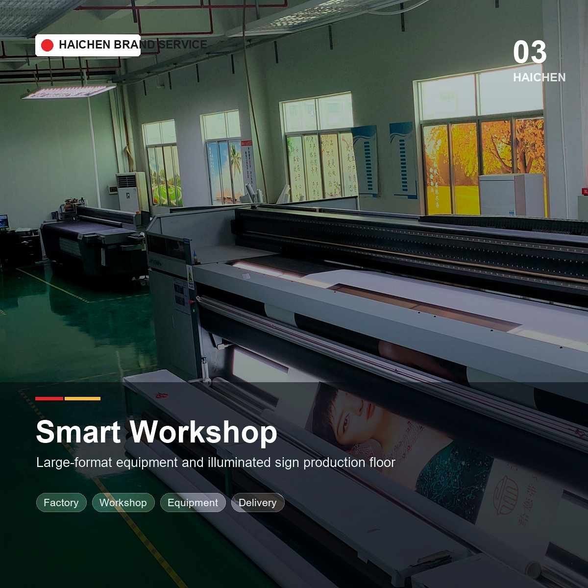 Smart Workshop Large Format Printing Equipment Illuminated Signage Production Floor