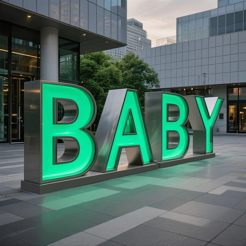Outdoor green LED channel letters