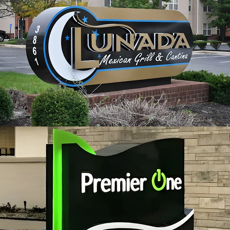 Outdoor commercial illuminated signs
