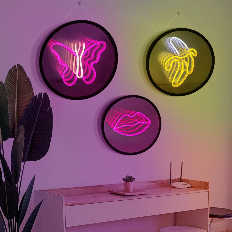 Round neon wall sign collection