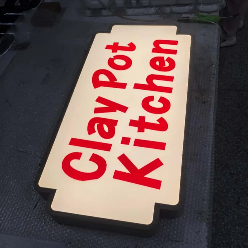 Custom shaped restaurant LED light box sign