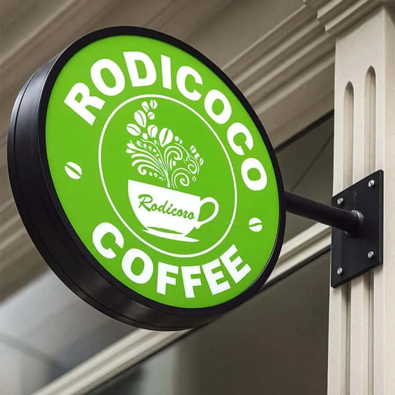 Double-sided round LED coffee shop projecting sign