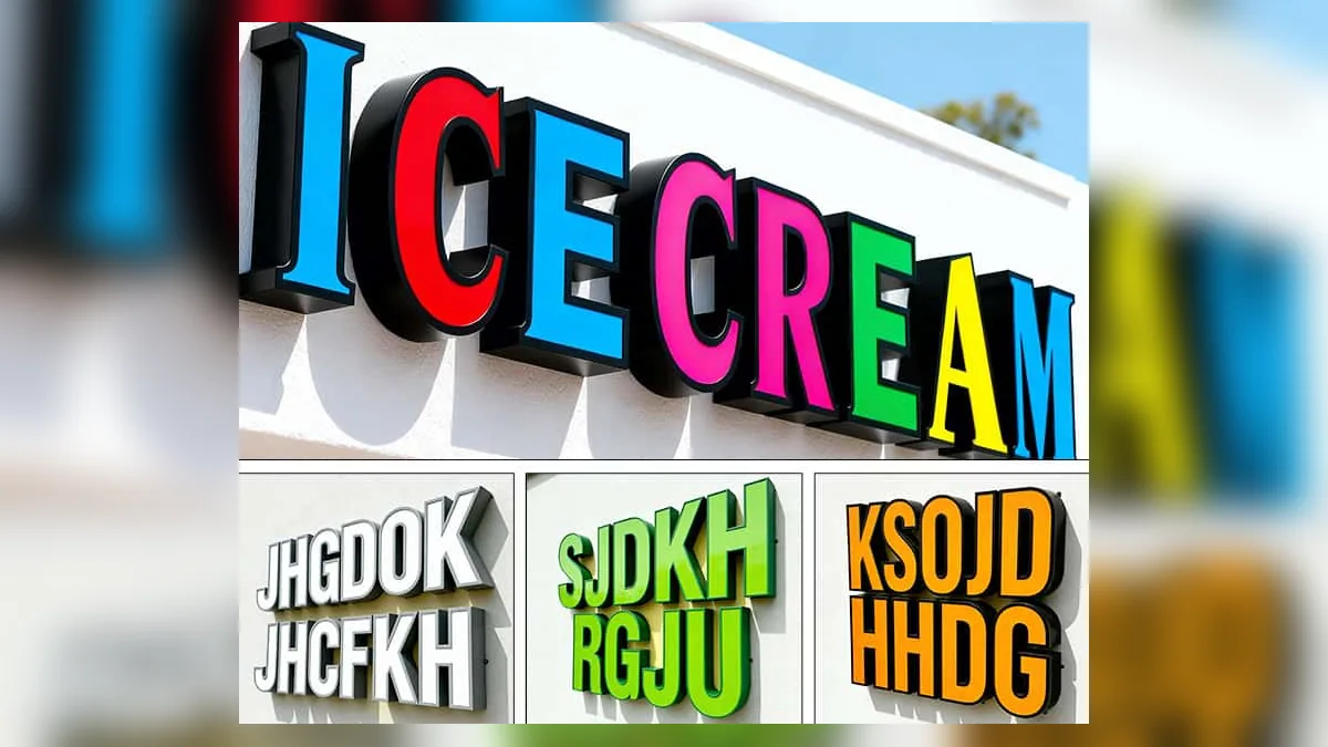 Colorful custom LED channel letters for an ice cream shop storefront