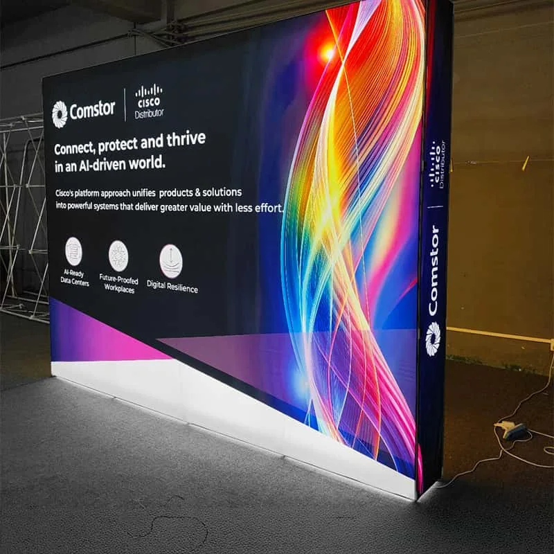 Large branded SEG light box display for an exhibition booth