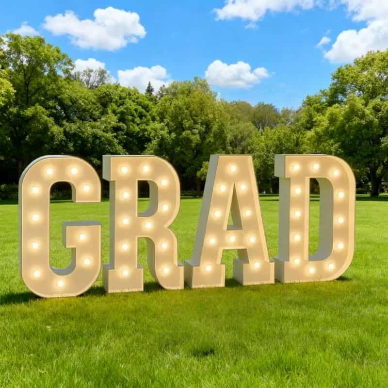Large bulb letters installed outdoors for an event display