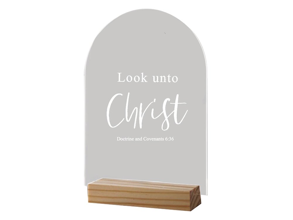 Custom arch-shaped acrylic sign