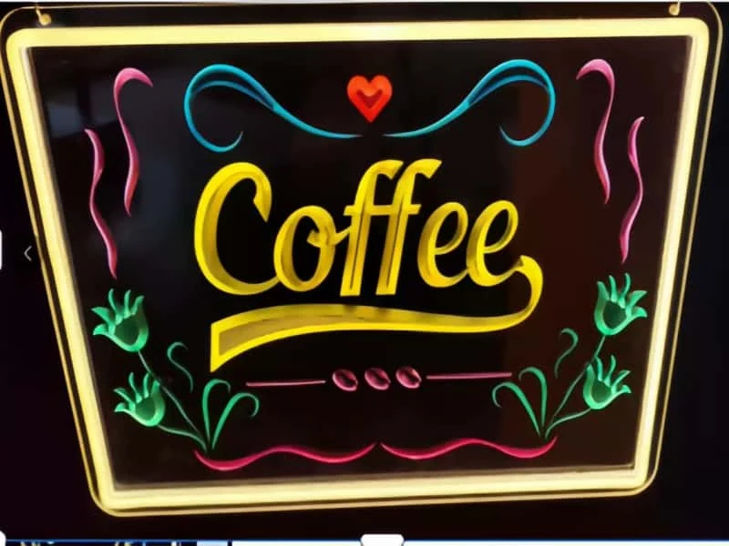 Coffee LED neon sign on a black background