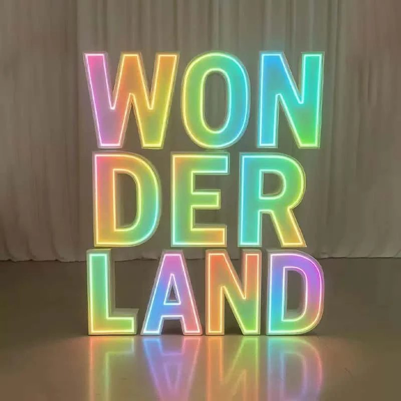Colorful illuminated acrylic letters