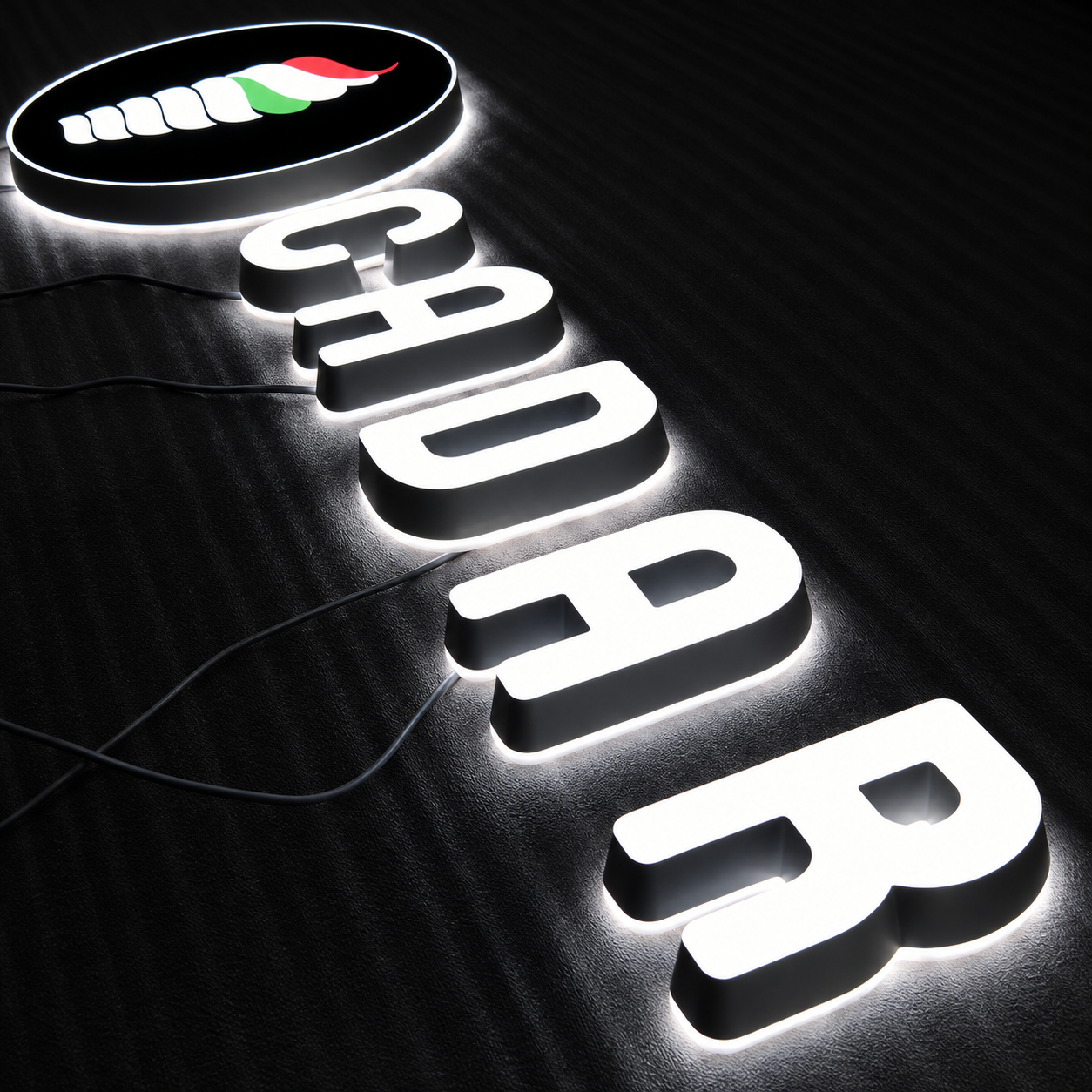 Even Illumination Test for Acrylic Letters Face-lit acrylic letters tested for even white illumination