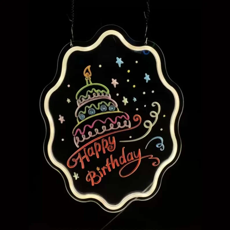 Warm white birthday LED neon sign