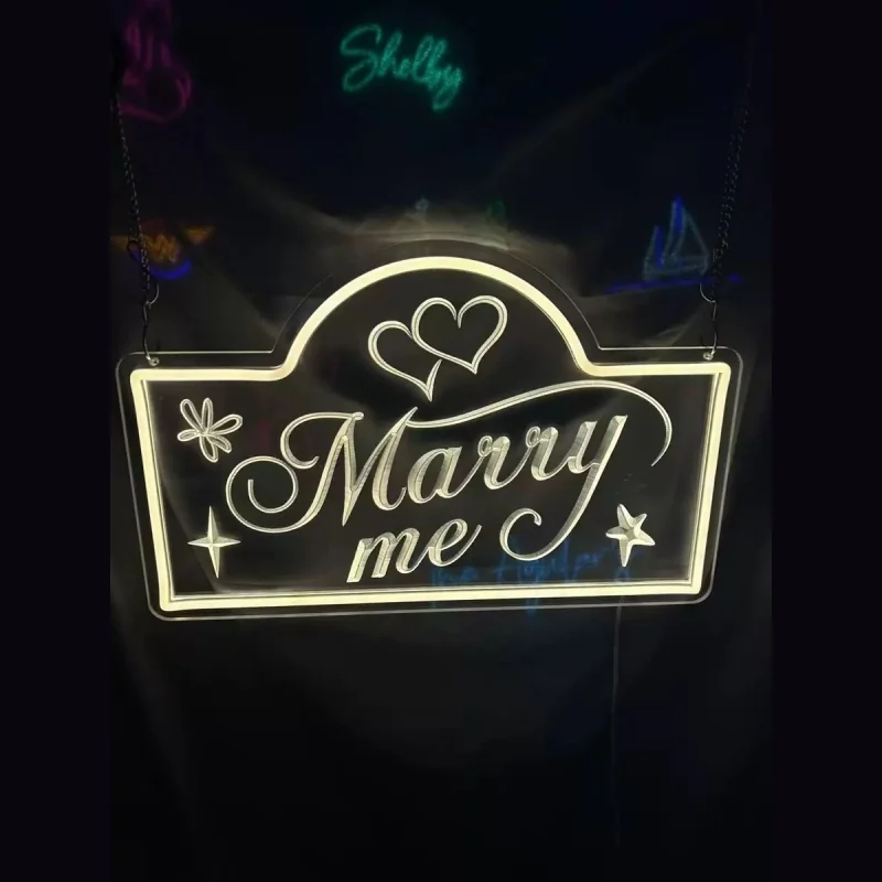 Warm white marriage proposal LED neon sign