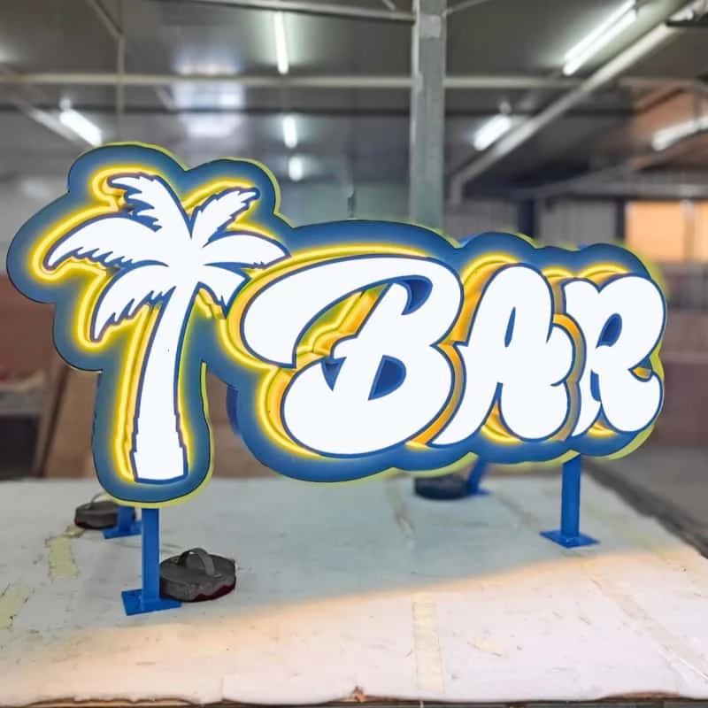 Tropical logo LED sign with bright multi-color illumination