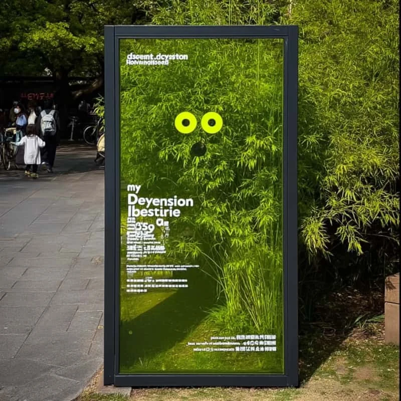 Outdoor digital sign beside a park path