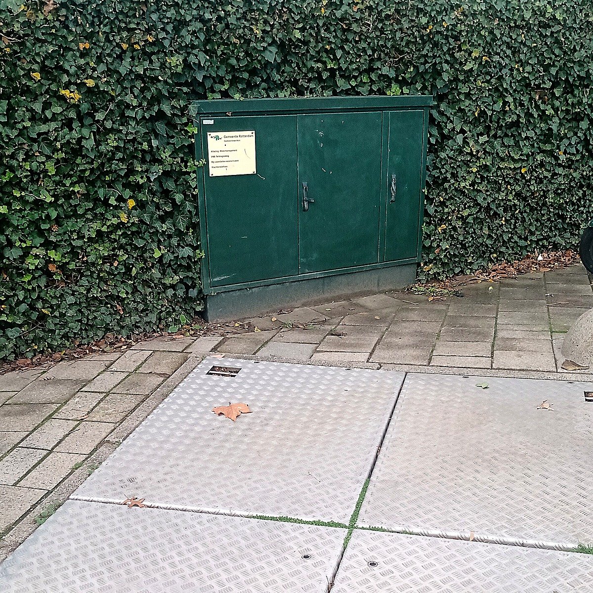 Outdoor green-painted electrical enclosure with sealed double-doors Outdoor green-painted electrical enclosure with sealed double-doors for signage control gear