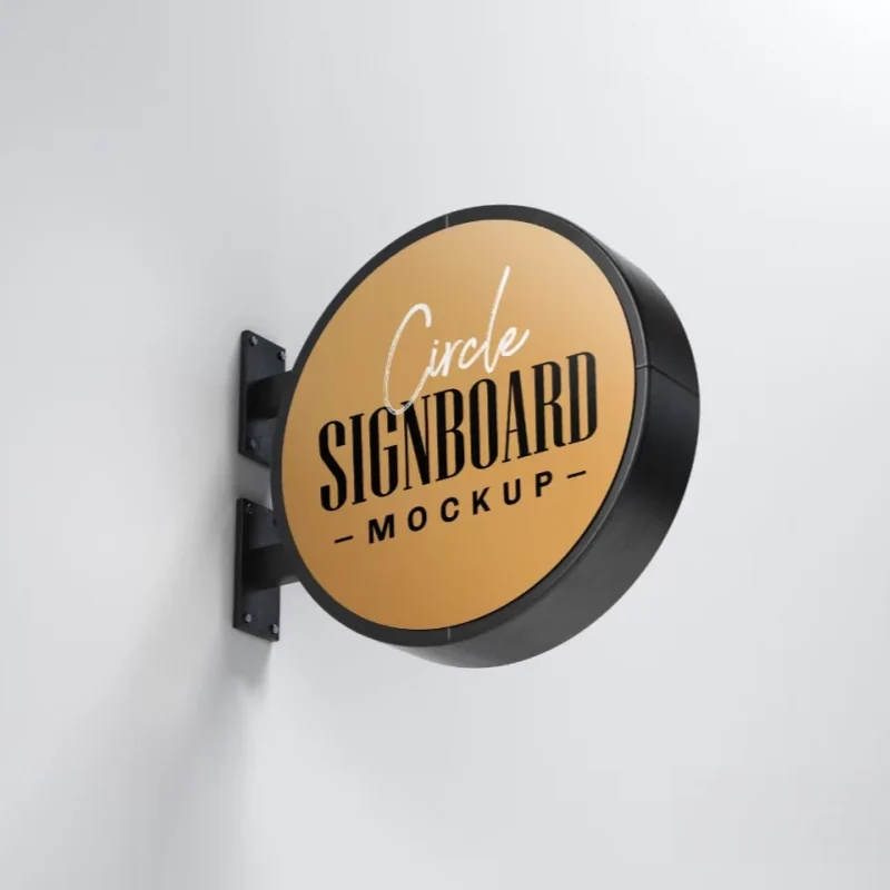 Round projecting outdoor light box mounted to a wall