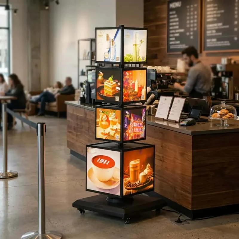Rotating retail light box display