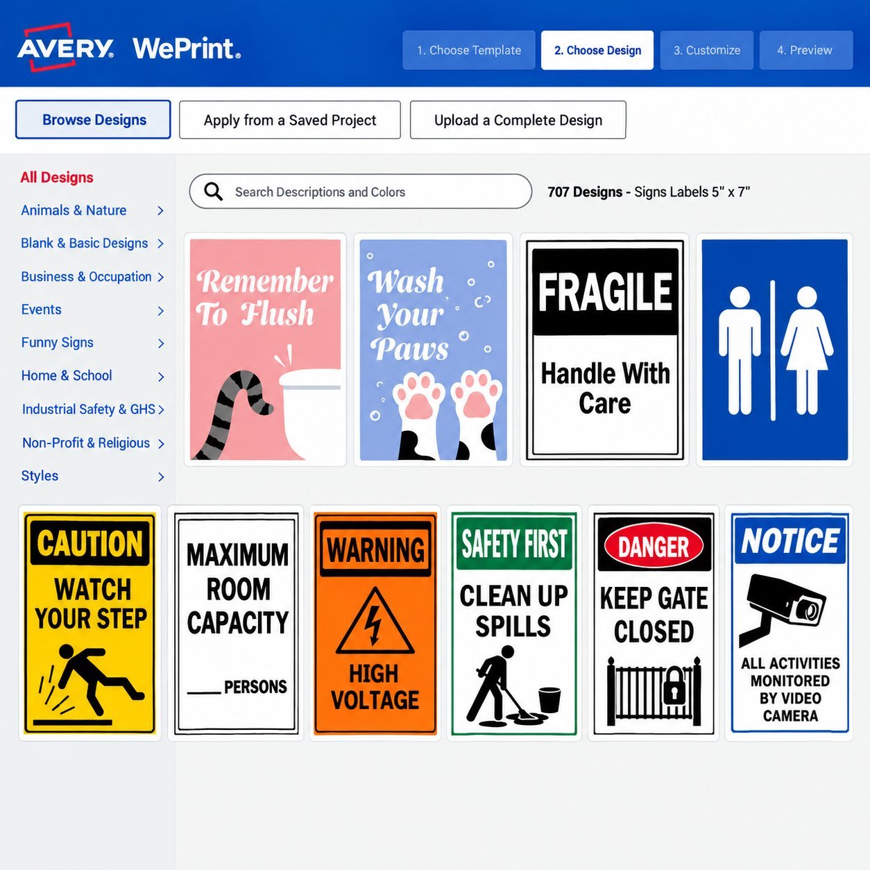 Online sign maker template gallery