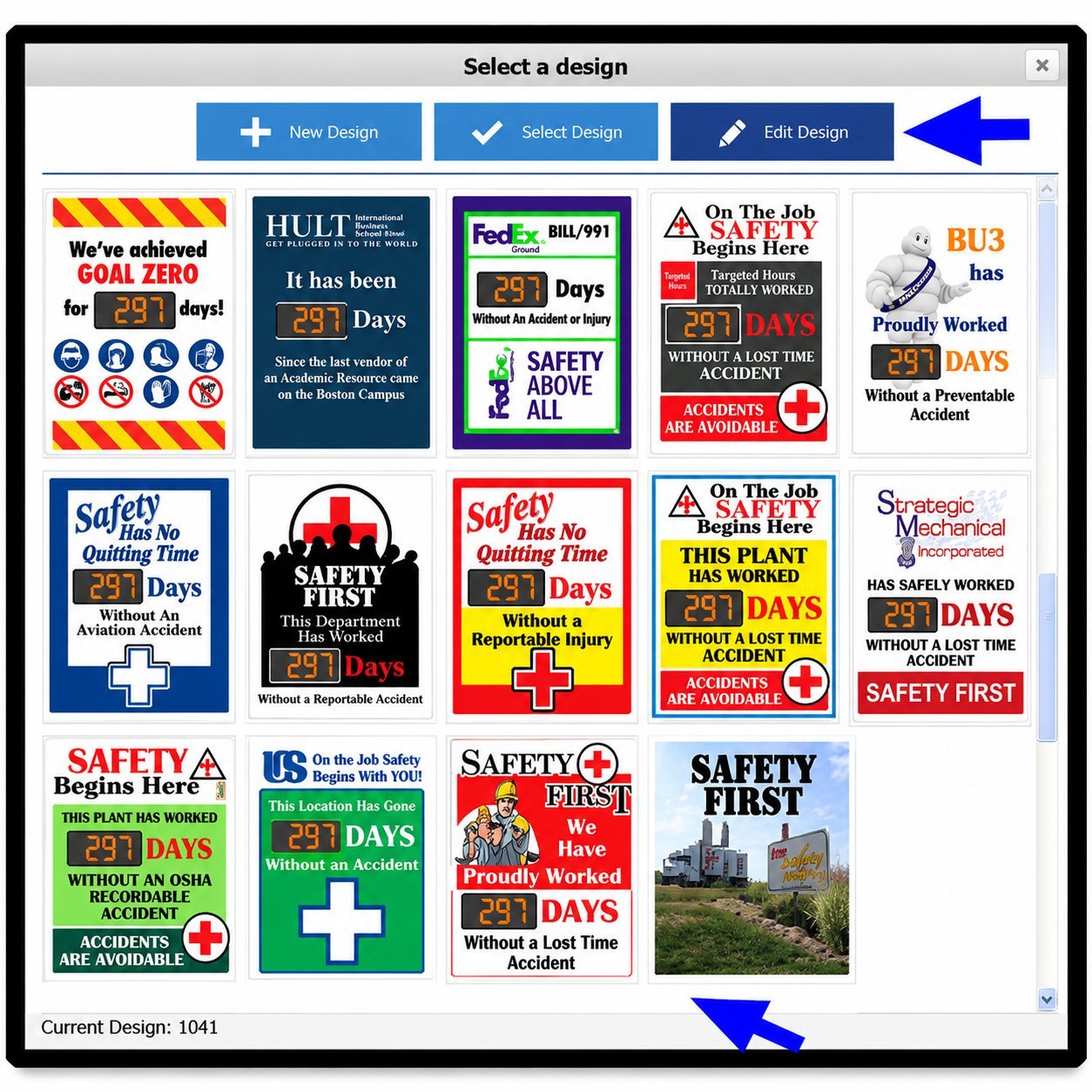 Online sign maker select a design modal