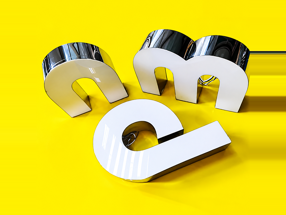 Single 3D sign letter sample in stainless steel from HC Signs