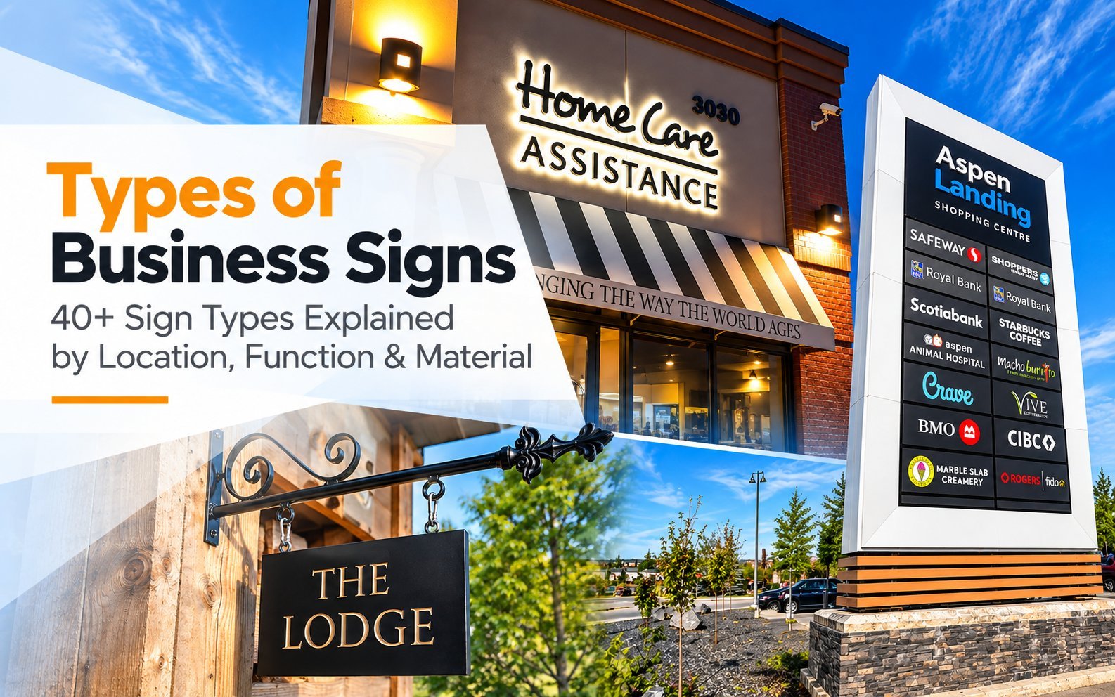 Types of business signs: 40+ sign types explained by location, function, and material