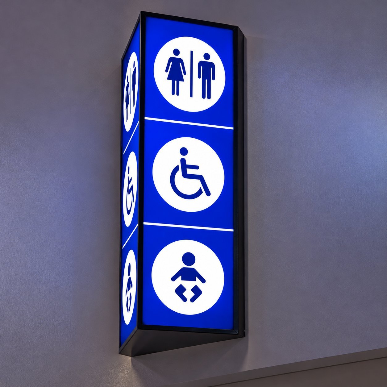 ADA-compliant restroom and accessibility wayfinding sign